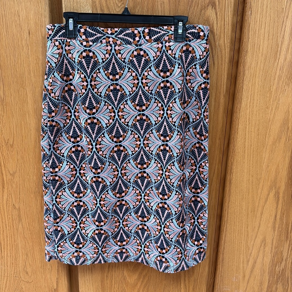 Anthropologie Moulinette Soeurs Svetla Pink Navy Lace Pencil Skirt 12 - Picture 4 of 8